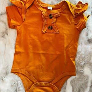 Charming Orange Ruffled Bodysuit for Kids